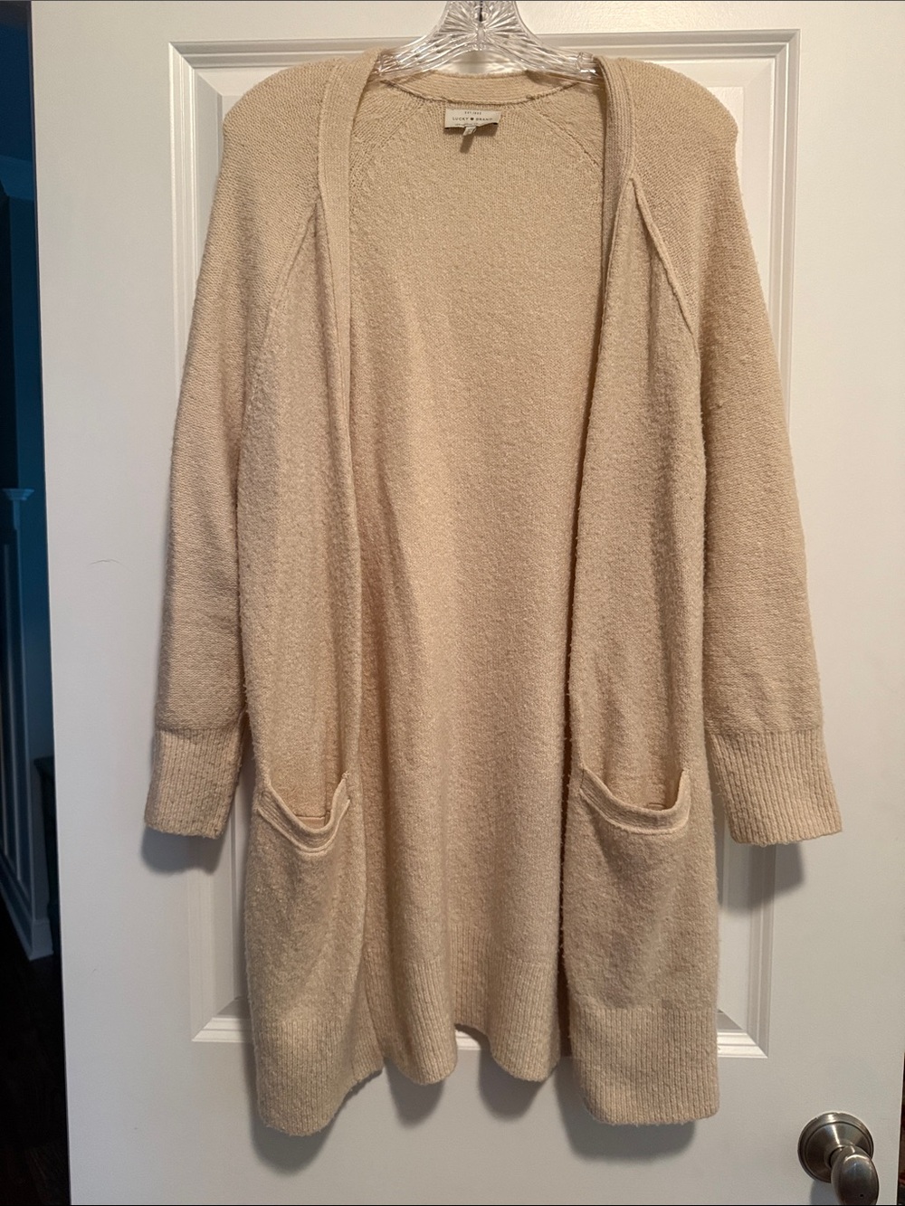 Lucky Brand XS Cream Open-Front Pocket Cardigan